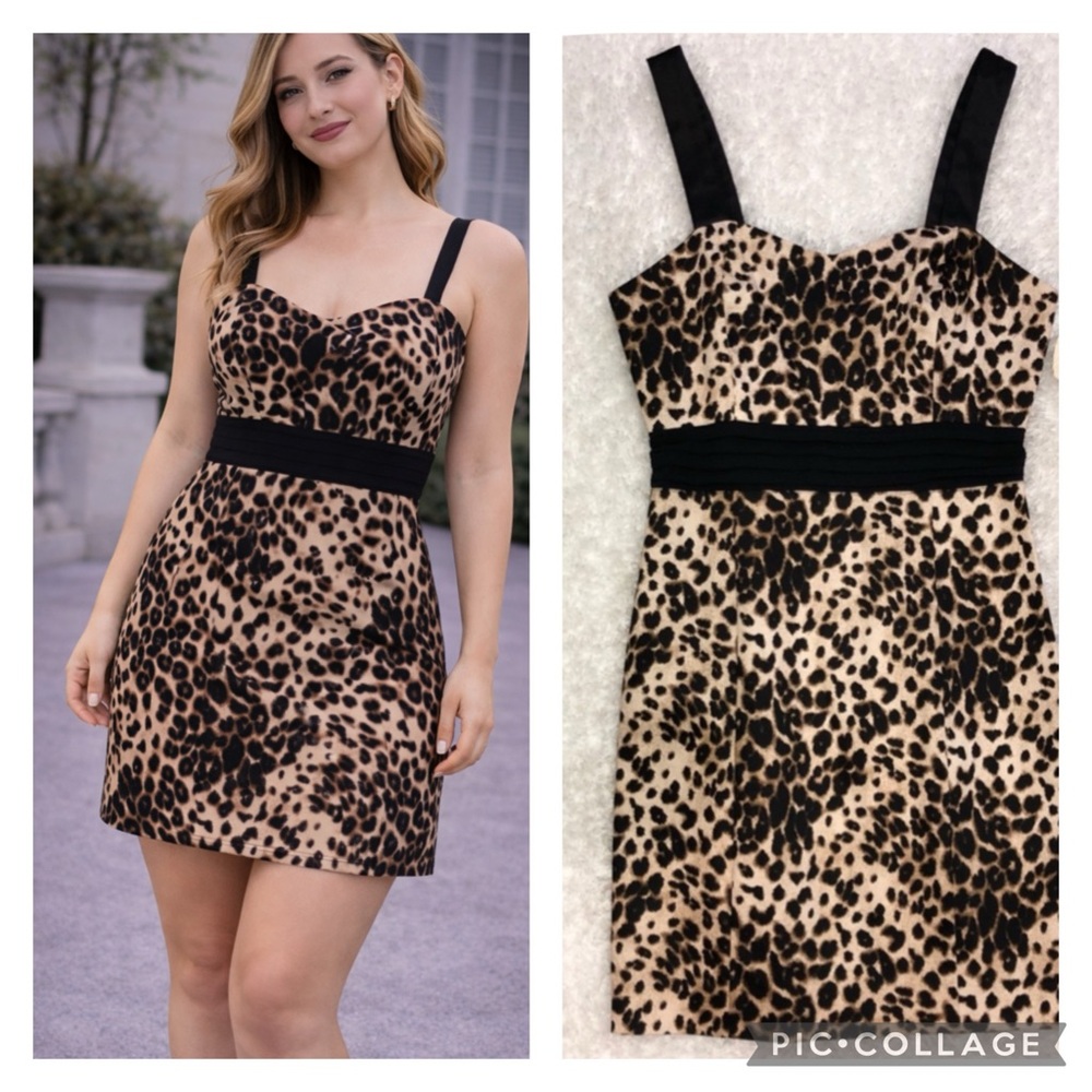 Sleeveless cheetah mini dress